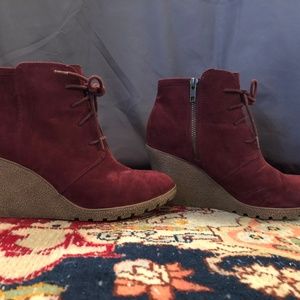MIA Maroon Suede Booties